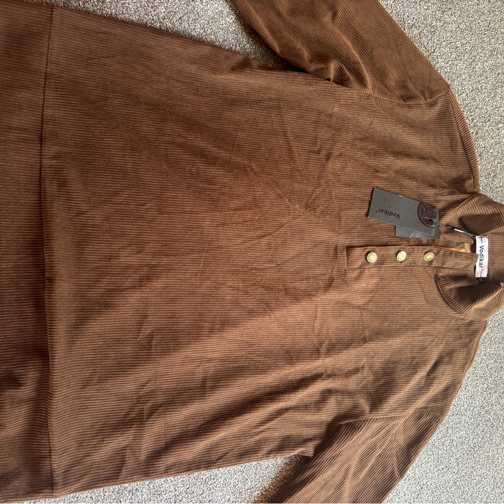 NWT Vodikar men’s SZ XL Brown Corduroy brown sweater elbow patch grandpa